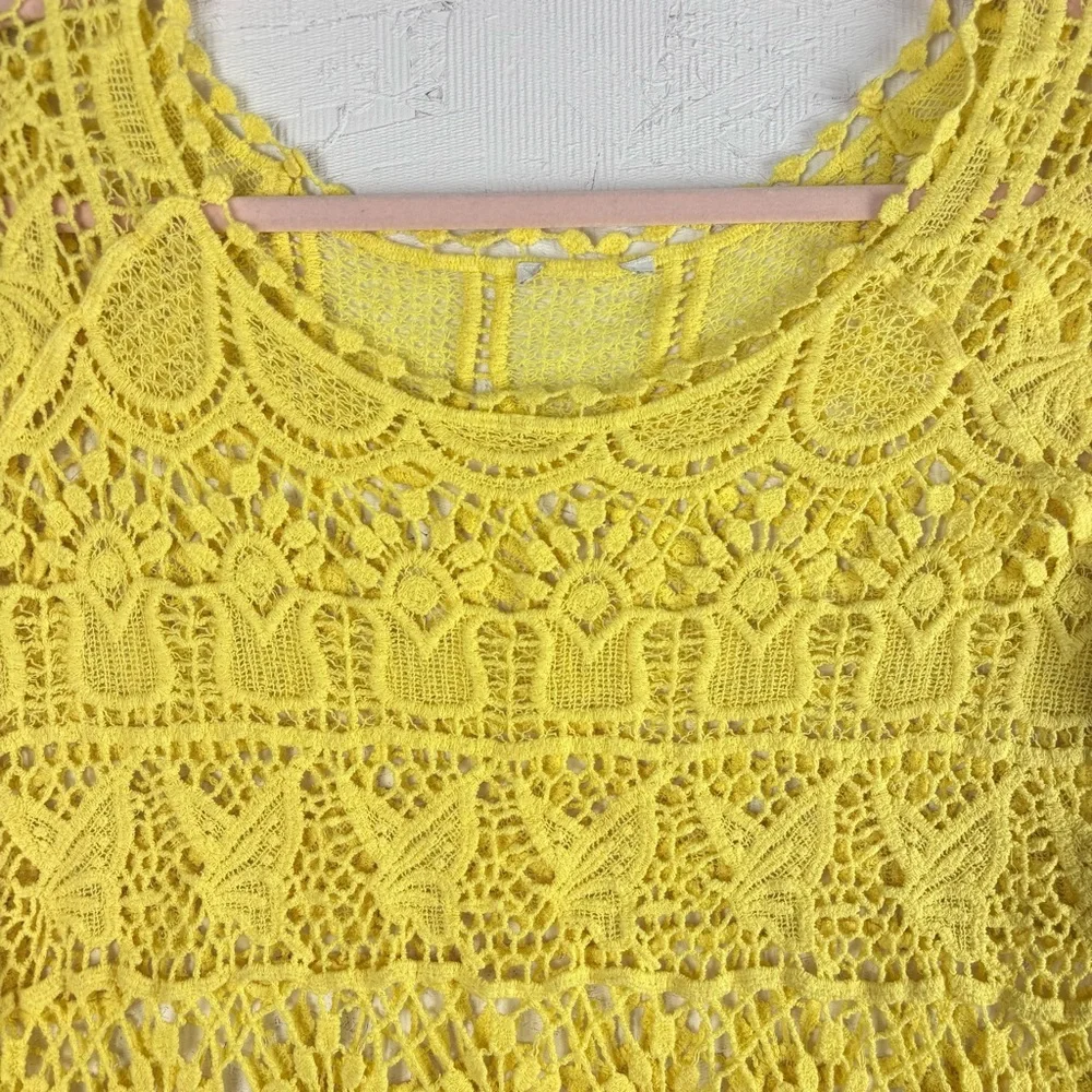 Unbranded Yellow Crochet Fringe Crop Top S/M - Picture 7 of 7